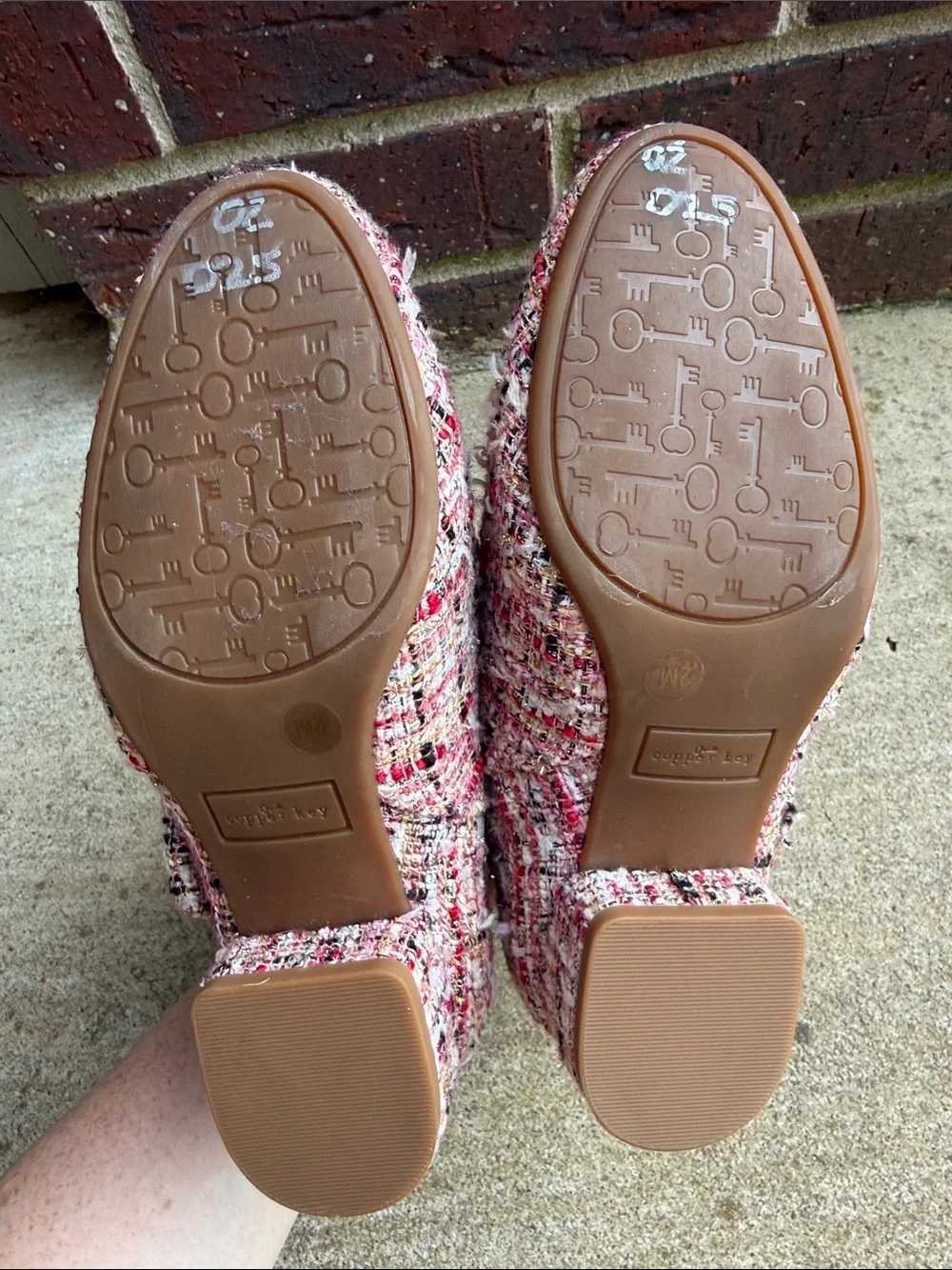 Copper Key Tweed Bow Ankle Boots